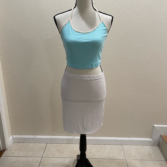 SHEIN Tie Front Backless Cami Tank Top & Mini Skirt - Picture 1 of 4